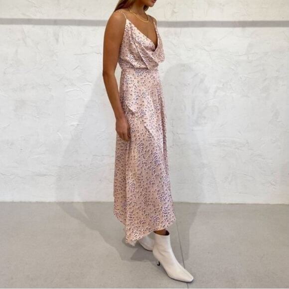 ACLER Women’s Vales Pink Floral Ditsy Blossum Handkerchief Hem Midi Dress Sz 10 - Picture 9 of 13